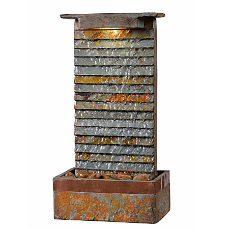 Kenroy Home Stave Indoor/Outdoor Table Fountain, 48"H x 16"W x 8"D, Slate/Copper