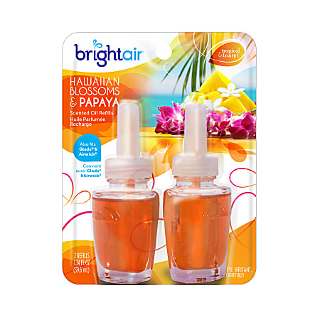 Bright Air® Electric Scented Oil Warmer Air Freshener Refills, 1.34 Oz, Hawaiian Blossom Papaya Scent, Pack Of 2