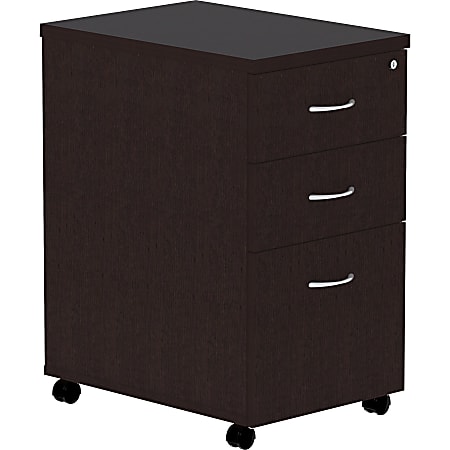 Lorell® Essentials 22"D Vertical 3-Drawer Mobile Pedestal File Cabinet, Espresso