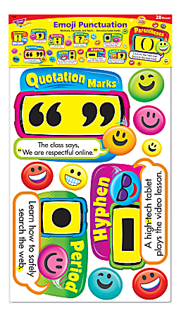 TREND Emoji Punctuation Bulletin Board Set, Assorted Colors, Grade 3 - College