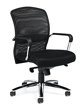 Offices To Go™ Mid-Back Chair, Mesh Back, 38 1/2"H x 25"W x 23"D, Black/Silver