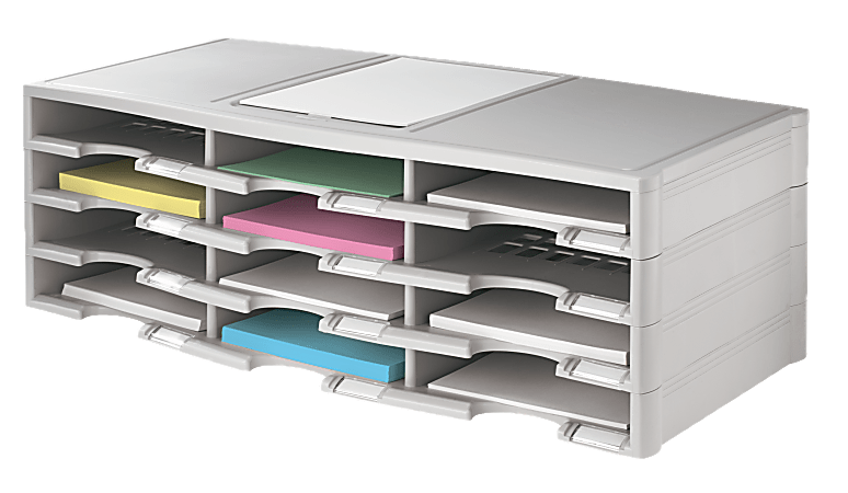 Office Depot Brand Stackable Plastic Literature Organizer 12 Compartments  Gray - Office Depot