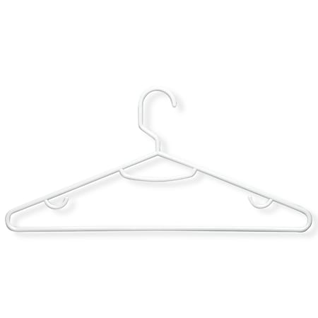 Honey Can Do Plastic Hangers, 7” x 15”, White, Pack Of 15 Hangers