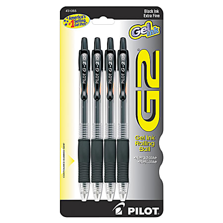 Pilot G 2 Retractable Gel Pens Fine Point 0.7 mm Clear Barrels Black Ink  Pack Of 12 Pens - Office Depot