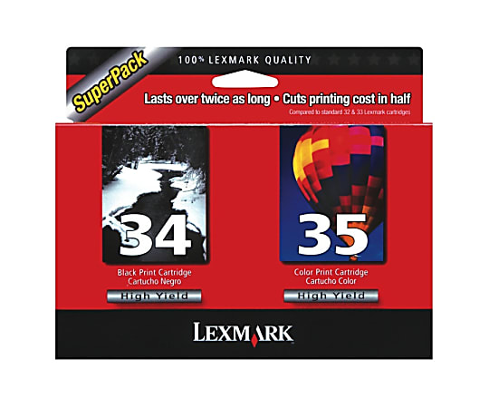 Lexmark™ 34/35 High-Yield Black And Tri-Color Ink Cartridges, Pack Of 2, 18C0535