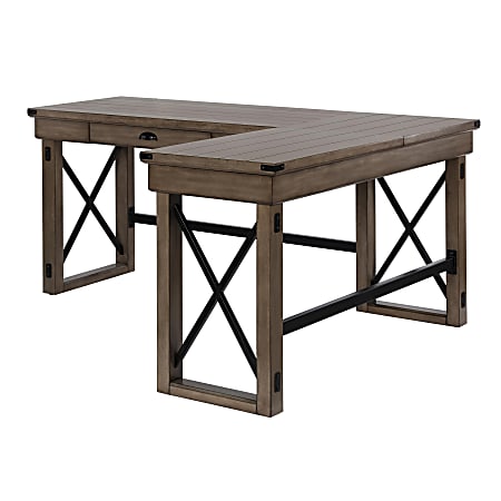 Ameriwood™ Home Wildwood 47"W L-Shaped Desk With Lift Top, Rustic Gray