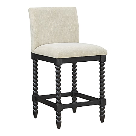 Office Star Eliza Spindle Counter Stool, Black/Linen
