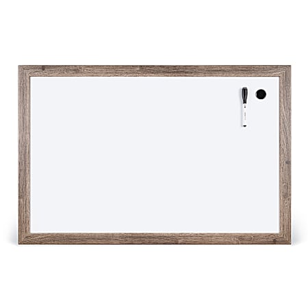 U Brands Decor Magnetic Dry-Erase Board, 36" X 24", Rustic Wood Frame, Actual Size 35" X 23" (4890U00-01)