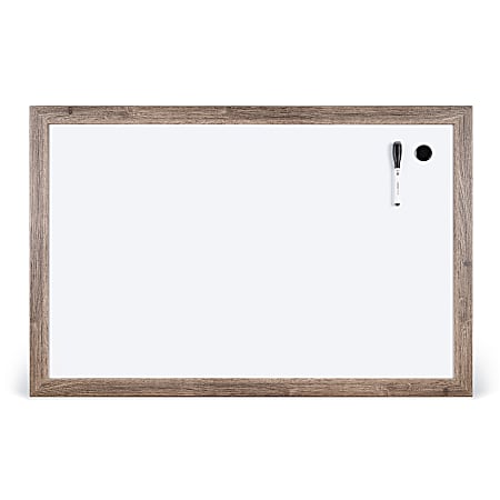 U Brands Décor Magnetic Dry Erase Board, 35" X 23", Brown Rustic Wood Frame