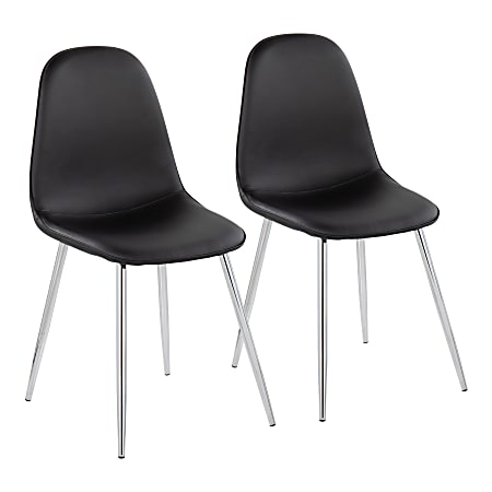LumiSource Pebble Contemporary Dining Chairs, Black/Chrome, Set Of 2 Chairs