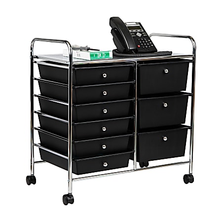 Mind Reader 9-Drawer Metal Rolling Utility Cart Black