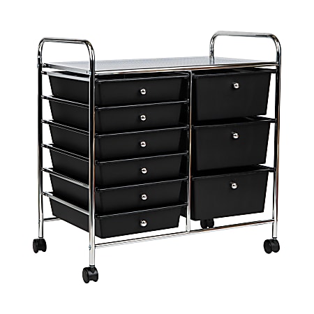 Rolling storage shop cart with drawers