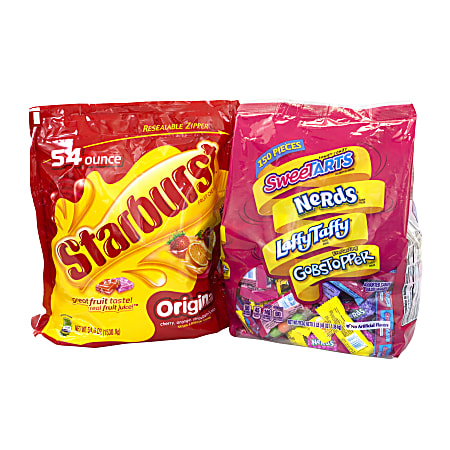 Starburst/Nestlé® SWEET-BURST Chewy And Hard Candy Party Assortment, 102.4 Oz, Pack Of 2 Bags