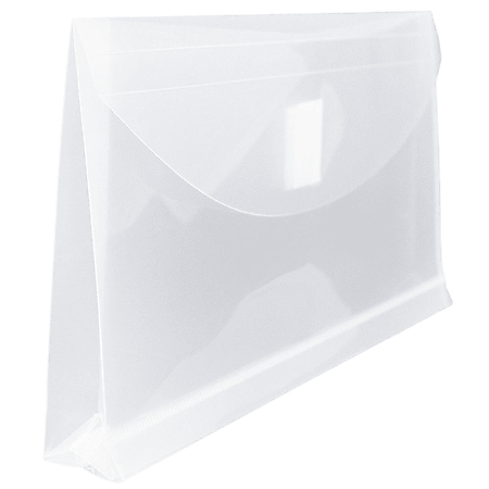 JAM Paper® 3 Pocket Plastic Envelope with Hook & Loop, Letter Booklet, 9.75  x 13, Clear, Sold Individually (B35318B)