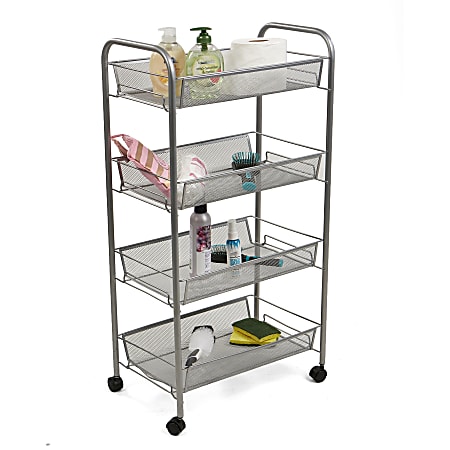 Mind Reader 4-Tier Mobile All-Purpose Utility Cart, Silver