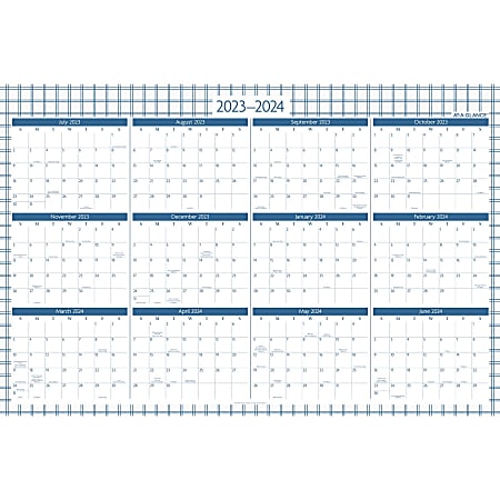 2023-2024 AT-A-GLANCE® BADGE Erasable Reversible Academic/Regular Year Wall Calendar, 24" x 36", Window, January to December 2024/July 2023 to June 2024, 1664W-550SB