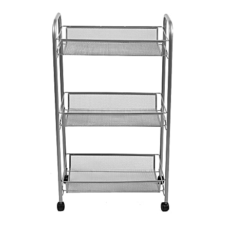 Mind Reader 3-Tier Metal All-Purpose Utility Cart, Silver