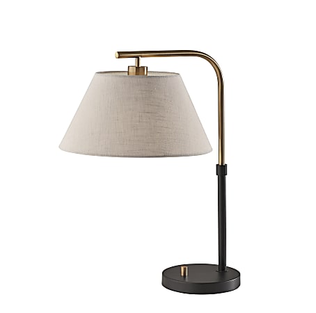 Adesso Fletcher Table Lamp, 21-1/4"H, Off-White/Black/Antique Brass