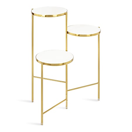 Kate and Laurel Fields 3-Tier Decorative Plant Stand Display, 10in., White/Gold