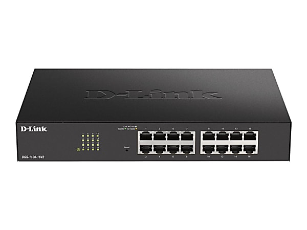 D-Link DGS-1100-16V2 Ethernet Switch - 16 Ports - Manageable - 2 Layer Supported - Twisted Pair - 1U High - Rack-mountable, Desktop