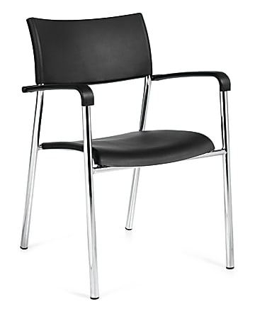 Offices To Go™ Guest Chair, 31 1/2"H x 21"W x 21 1/2"D, Black/Chrome, Set Of 4