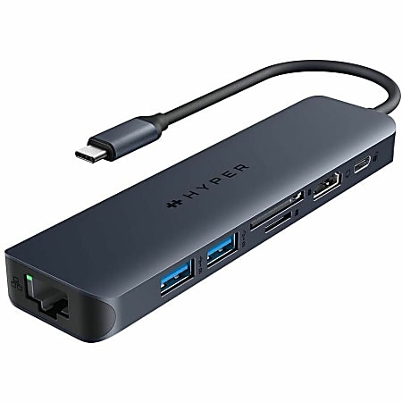 Targus HyperDrive Next Dual 4K HDMI 7-Port USB-C Hub, Gray, 3/4”H x 4-15/16”W x 2-11/16”D, HD4003GL