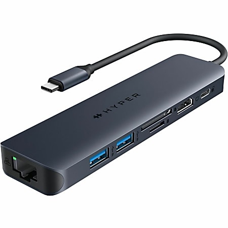 Targus HyperDrive Next Dual 4K HDMI 7-Port USB-C Hub, Gray, 3/4”H x 4-15/16”W x 2-11/16”D, HD4003GL