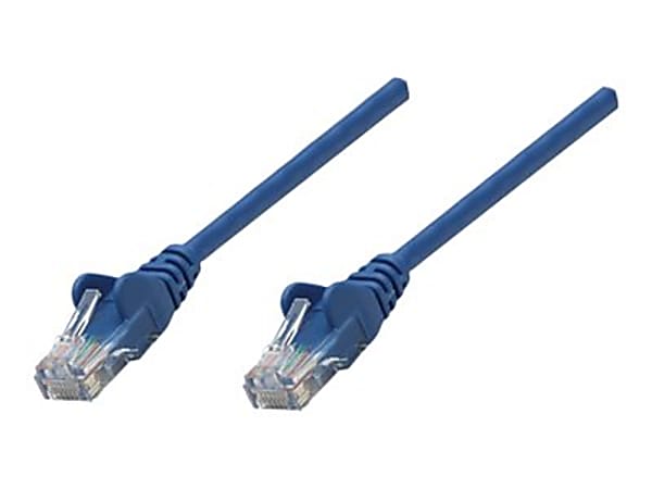 Intellinet Network Patch Cable, Cat5e, 1m, Blue, CCA, U/UTP, PVC, RJ45, Gold Plated Contacts, Snagless, Booted, Lifetime Warranty, Polybag - Patch cable - RJ-45 (M) to RJ-45 (M) - 3.3 ft - UTP - CAT 5e - molded, snagless - blue