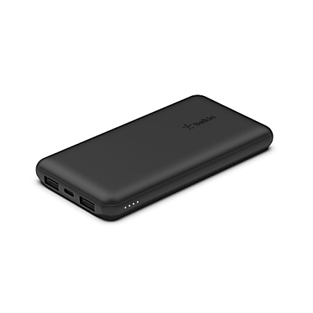 Belkin BoostCharge USB-C Portable Charger 10K Power Bank With 1 USB-C Port and 2 USB-A Ports & Included USB-C To Cable, Black