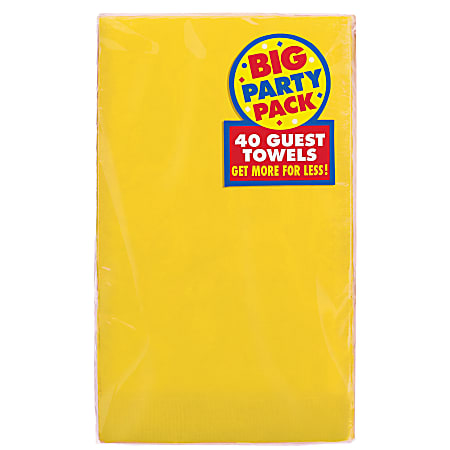 Amscan 2-Ply Paper Guest Towels, 7-3/4" x 4-1/2", Sunshine Yellow, 40 Towels Per Pack, Set Of 2 Packs