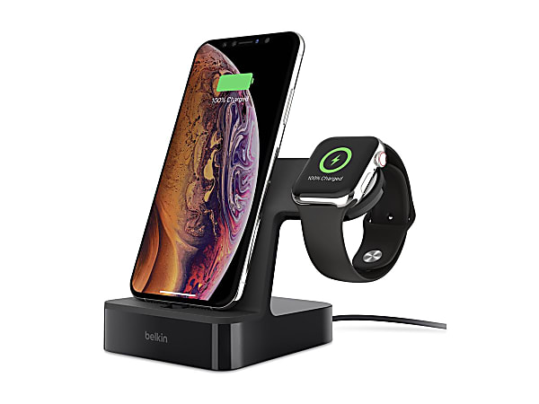 Belkin PowerHouse Charge Dock - Charging stand + AC power adapter - 3.4 A - 2 output connectors (Lightning, magnetic) - white