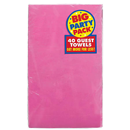 Amscan 2 Ply Paper Guest Towels 7 34 x 4 12 Bright Pink 40 Towels Per Pack Set Of 2 Packs Office Depot
