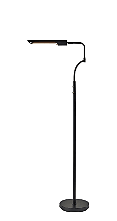 Adesso Zane LED Floor Lamp with Smart Switch, Adjustable, 66”H, Black/Black