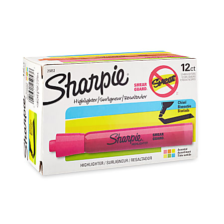 Sharpie® Tank Style Highlighters, Chisel Tip, Assorted, Box of 12