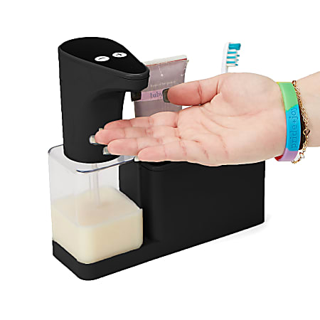 Mind Reader Refillable Hands-Free Automatic Soap Dispenser With Sensor Pump Storage Compartment Caddy, Black