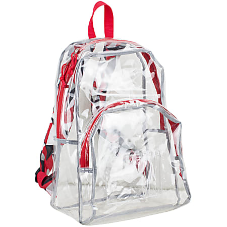 Eastsport Clear PVC Backpack, Red/Black Geometric