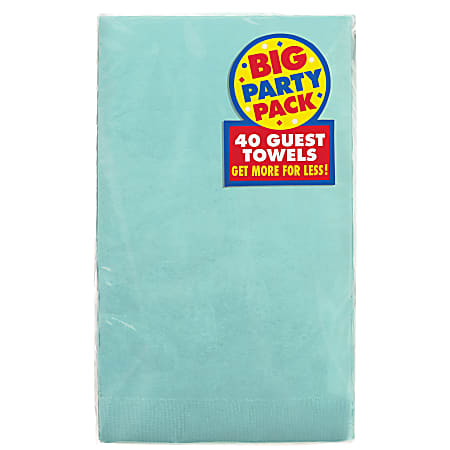 Amscan 2-Ply Paper Guest Towels, 7-3/4" x 4-1/2", Robin's Egg Blue, 40 Towels Per Pack, Set Of 2 Packs