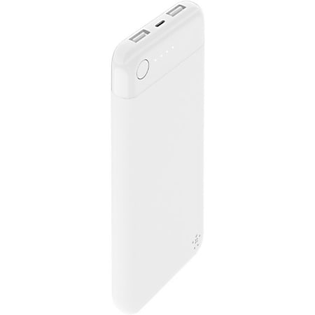Belkin BOOST↑CHARGE Power Bank 10K with Lightning Connector - For iPhone, iPad - Lithium Polymer (Li-Polymer) - 10000 mAh - 2 x - White