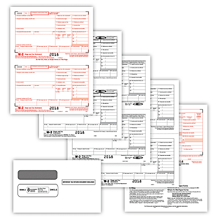 ComplyRight™ W-2 Inkjet/Laser Tax Forms And Envelopes, 2-Up, 8-Part, 8 1/2" x 11", Pack Of 100 Forms And Envelopes