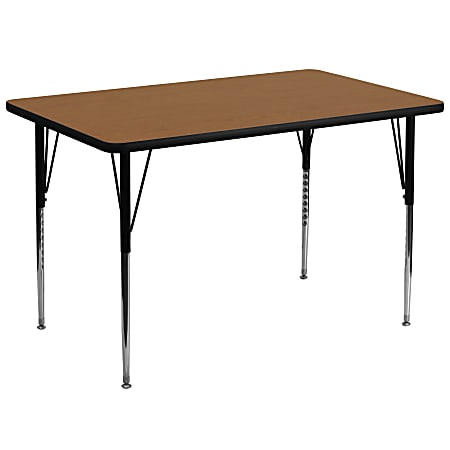 Flash Furniture 72"W Rectangular Thermal Laminate Activity Table With Standard Height-Adjustable Legs, Oak