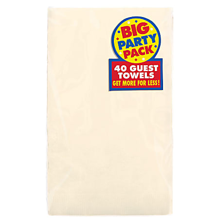 Amscan 2-Ply Paper Guest Towels, 7-3/4" x 4-1/2", Vanilla Crème, 40 Towels Per Pack, Set Of 2 Packs