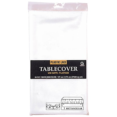 Amscan Plastic Table Covers, 54" x 108", White