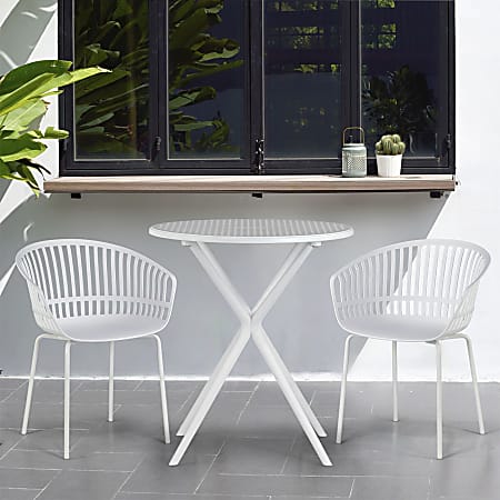 Glamour Home Barras Plastic Dining Accent Chairs, White, Set Of 2 Chairs