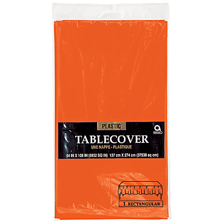 Amscan Plastic Table Covers, 54" x 108", Orange Peel, Pack Of 9 Table Covers