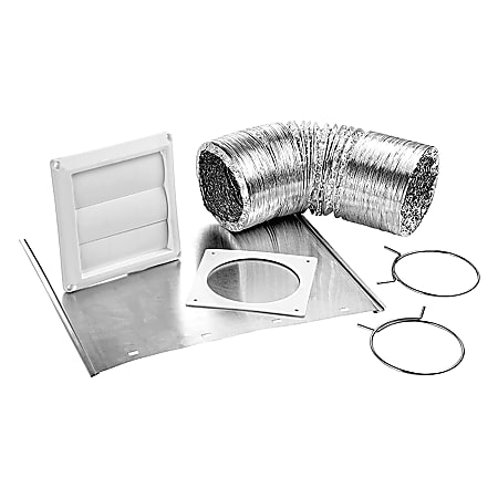 Lambro® 4” x 8’ UL 2158A Transition Duct Louvered Vent Kit, Silver, LAO1379W