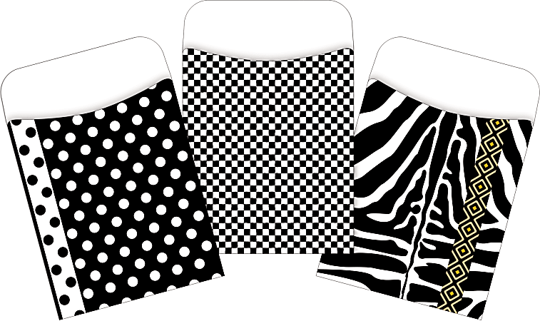 Barker Creek Peel & Stick Library Pockets, 3-1/2" x 5-1/8", Black/White, Set Of 90 Pockets