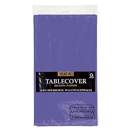 Amscan Plastic Table Covers, 54" x 108", Purple, Pack Of 9 Table Covers