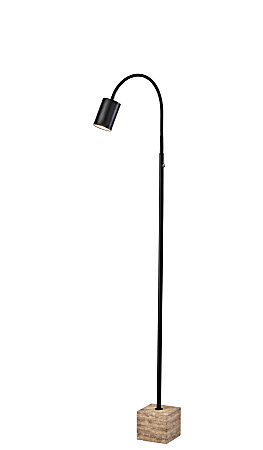 Adesso Rutherford LED Floor Lamp, 59"H, Black/Travertine