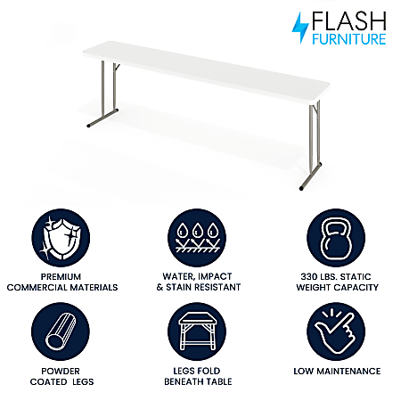 Flash Furniture 29-in x 96-in Outdoor Rectangle Plastic White Folding Table Flash Furniture 29-in x 96-in Outdoor Rectangle Plastic White Folding Table