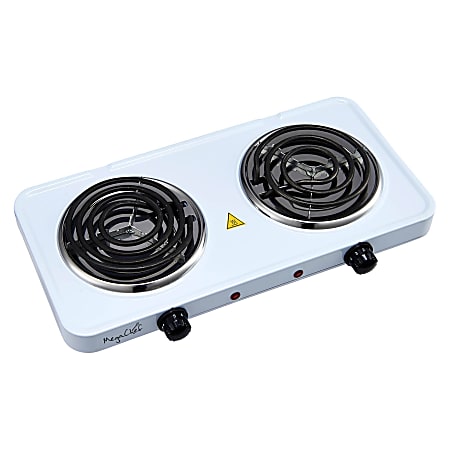 MegaChef Dual Coil Burner Electric Buffet Cooktop Range, 2"H x 17"W x 9"D, White